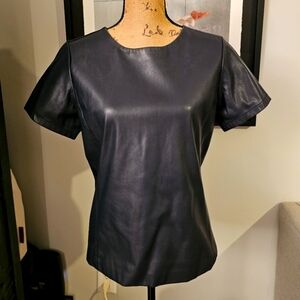Navy blue faux leather top